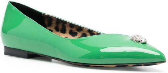 Philipp Plein Skull-charm ballerina shoes Green