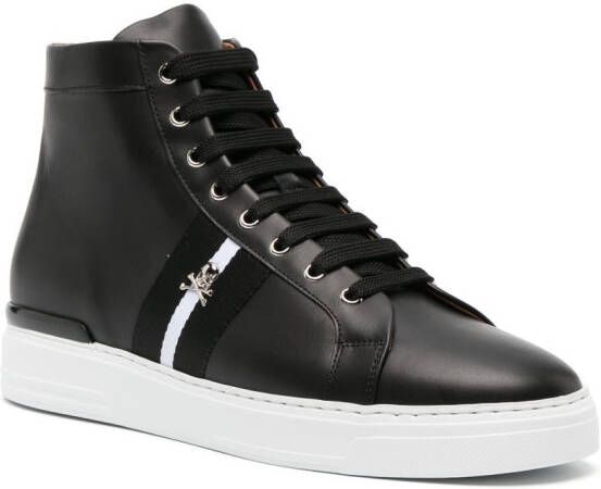 Philipp Plein skull-charm leather sneakers Black