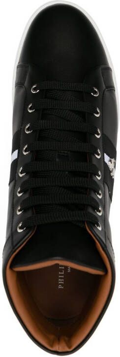 Philipp Plein skull-charm leather sneakers Black