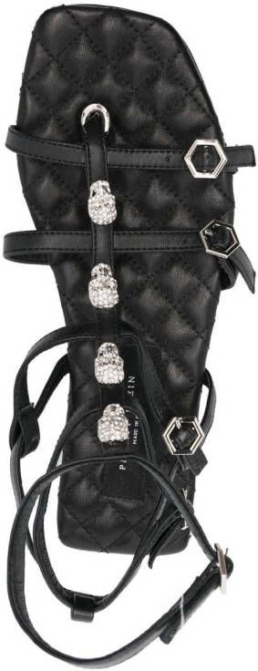 Philipp Plein Skull crystal-embellished flat sandals Black