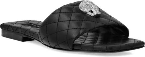 Philipp Plein skull-embellished quilted leather slides Black
