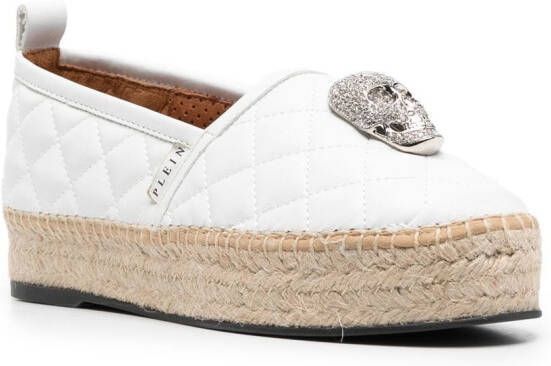 Philipp Plein skull-embellishment quilted espadrilles White