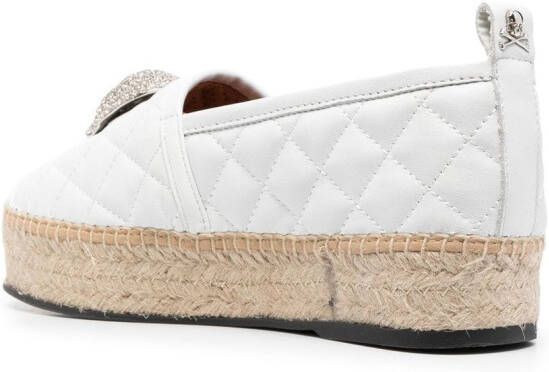 Philipp Plein skull-embellishment quilted espadrilles White