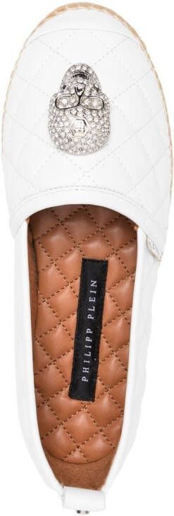 Philipp Plein skull-embellishment quilted espadrilles White