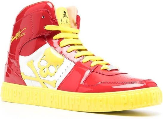 Philipp Plein Skull lace-up high-top sneakers Red