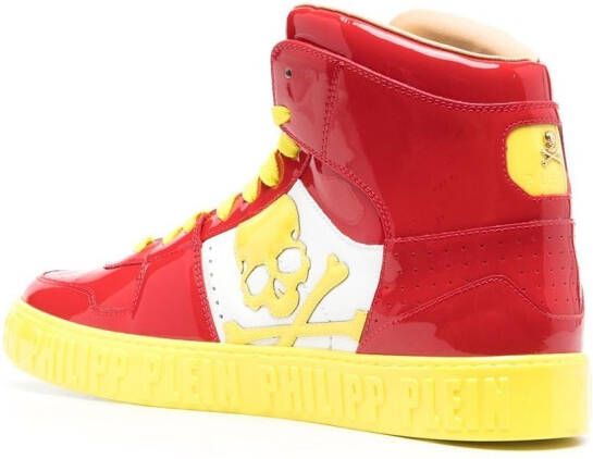 Philipp Plein Skull lace-up high-top sneakers Red