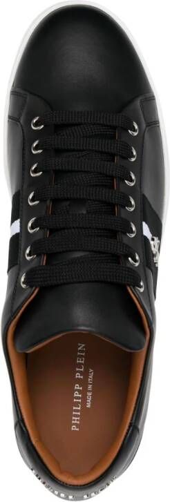 Philipp Plein skull-plaque striped low-top sneakers Black