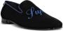 Philipp Plein slogan-embroidered velvet loafers Blue - Thumbnail 2