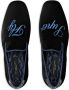 Philipp Plein slogan-embroidered velvet loafers Blue - Thumbnail 4