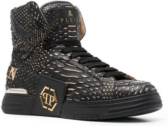 Philipp Plein snakeskin-effect high-top sneakers Black