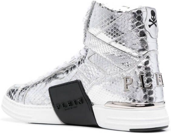 Philipp Plein snakeskin-effect high-top sneakers Silver