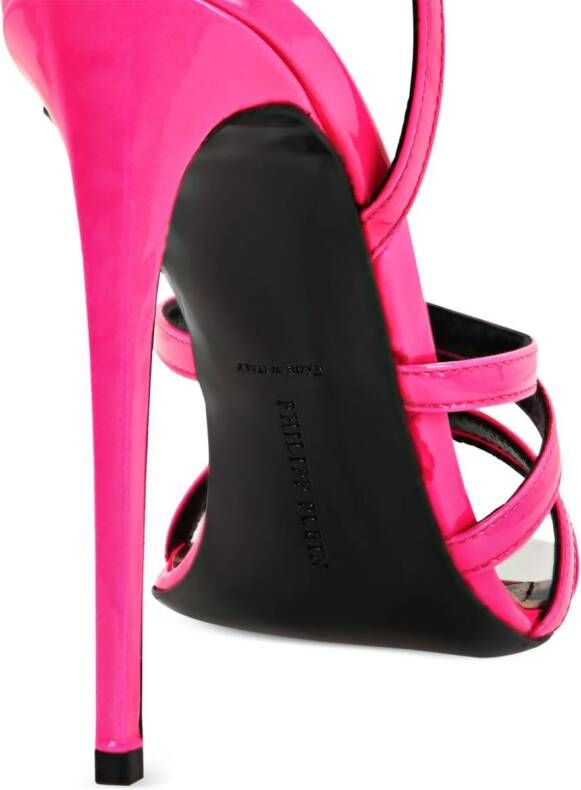 Philipp Plein square-toe patent leather sandals Pink