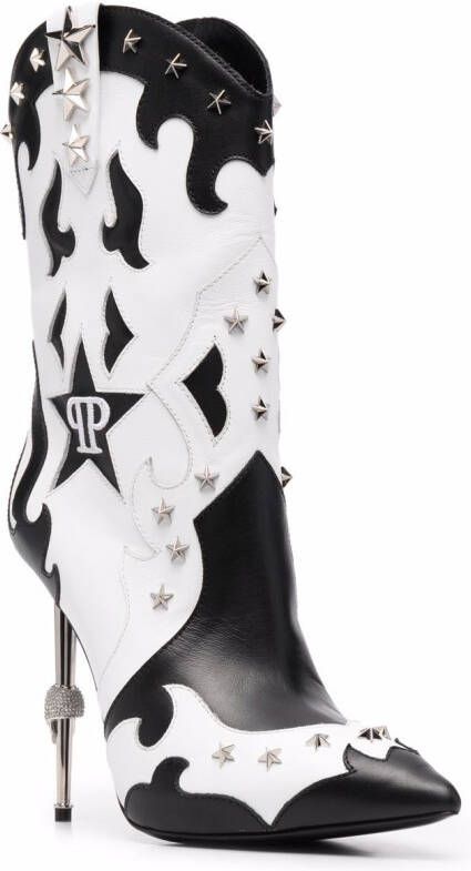 Philipp Plein star print Cowboy boots Black