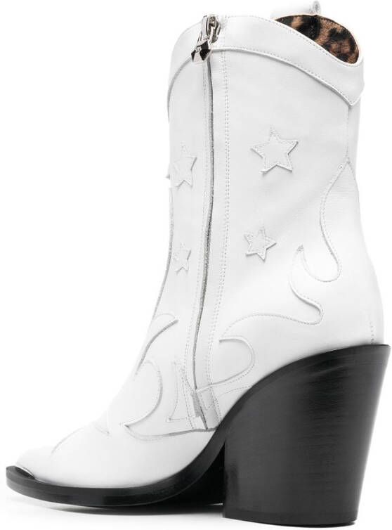 Philipp Plein stars-detail cowboy boots White