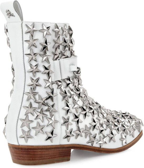 Philipp Plein Stars leather boots White