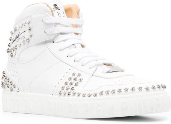 Philipp Plein Stars leather high-top sneakers White