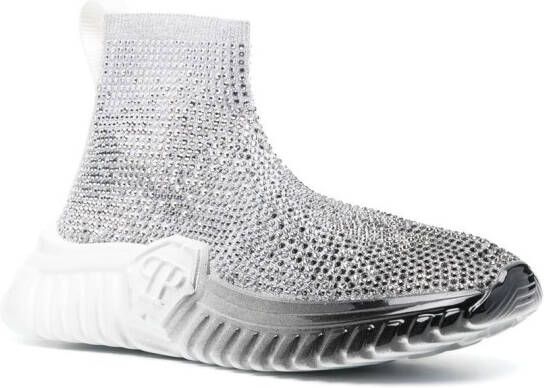 Philipp Plein Strass Runner crystal-embellished sock sneakers White