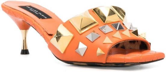 Philipp Plein studded square-toe sandals Orange