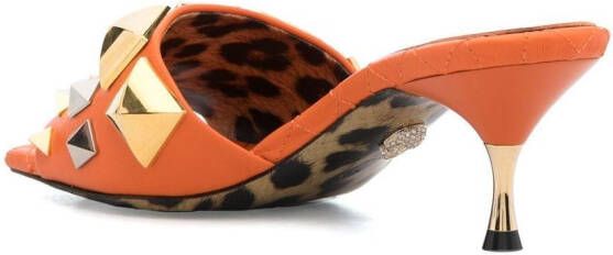Philipp Plein studded square-toe sandals Orange