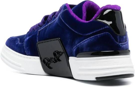 Philipp Plein tonal-logo lace-up velvet sneakers Purple