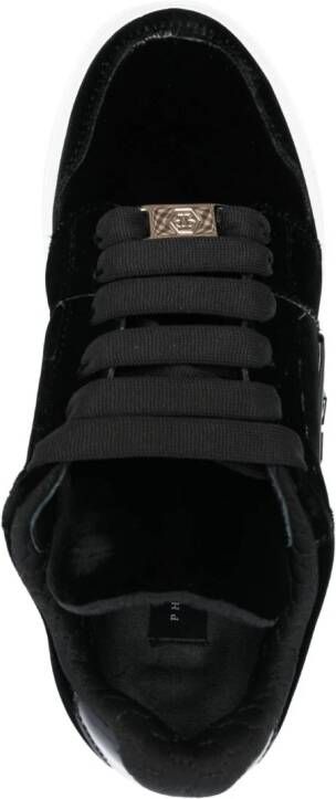 Philipp Plein tonal-logo velvet low-top sneakers Black