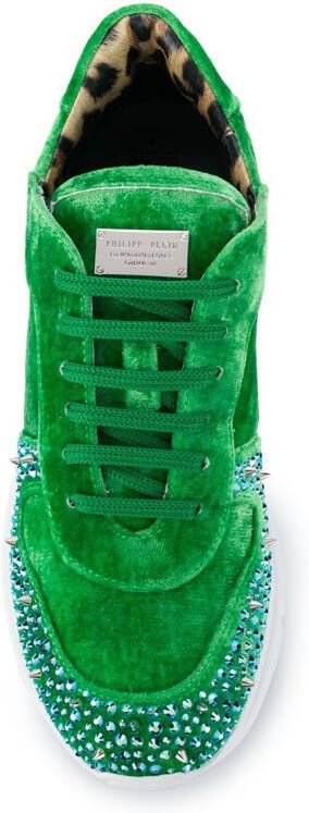 Philipp Plein velvet studded runner sneakers Green