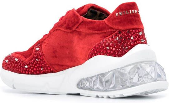 Philipp Plein Velvet Studs low-top sneakers Red