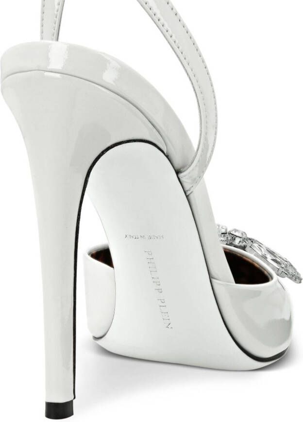 Philipp Plein Vernice 120mm leather sandals White