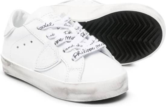 Philippe Model Kids logo-patch leather sneakers White