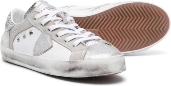Philippe Model Kids Paris panelled leather sneakers White