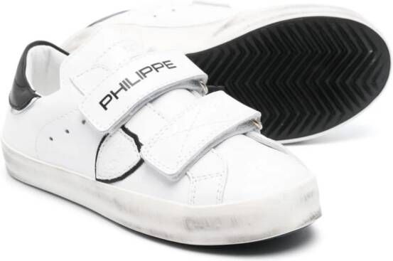 Philippe Model Kids Paris touch-strap leather sneakers White