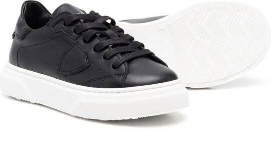 Philippe Model Kids TEEN logo-patch leather sneakers Black