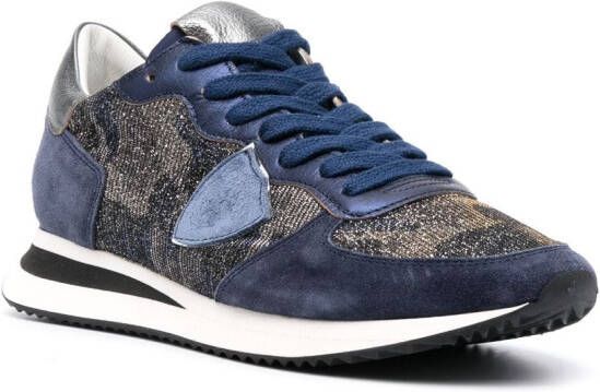 Philippe Model Paris leather-panelled low-top sneakers Blue