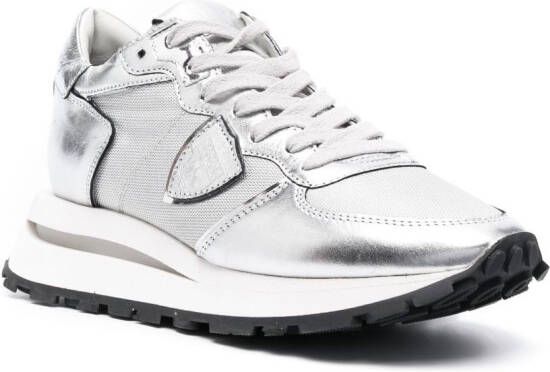 Philippe Model Paris leather-panelled low-top sneakers Silver