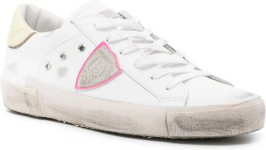 Philippe Model Paris logo-patch distressed leather sneakers White