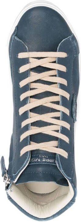 Philippe Model Paris logo-patch high-top sneakers Blue