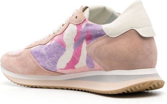 Philippe Model Paris logo-patch suede sneakers Pink
