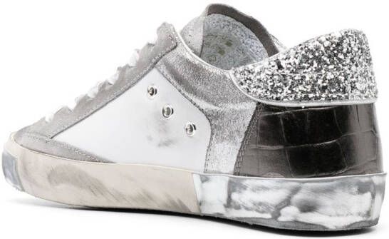 Philippe Model Paris panelled logo-patch sneakers Silver