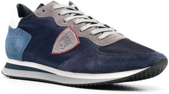 Philippe Model Paris panelled suede-leather sneakers Blue