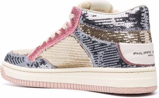 Philippe Model Paris sequin-embellished sneakers Gold