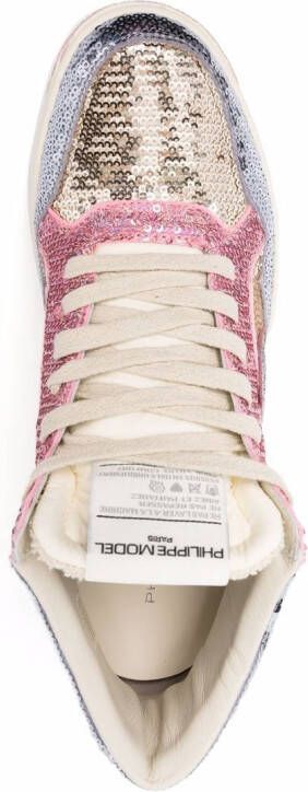 Philippe Model Paris sequin-embellished sneakers Gold