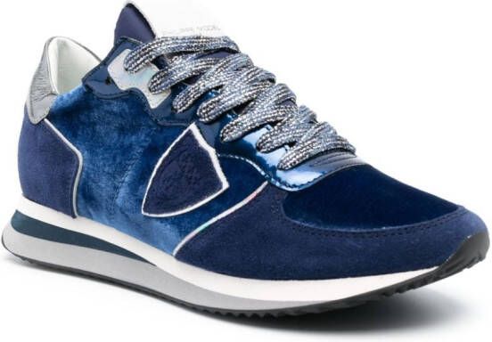 Philippe Model Paris suede-panelled low top sneakers Blue