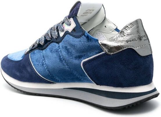 Philippe Model Paris suede-panelled low top sneakers Blue