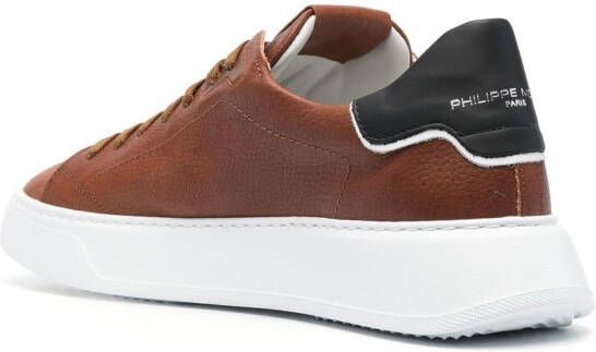 Philippe Model Paris Temple West low-top leather sneakers Brown