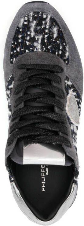 Philippe Model Paris tweed-detail lace-up sneakers Grey