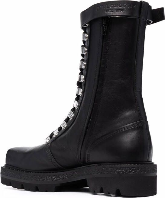 Philosophy Di Lorenzo Serafini debossed-logo strap leather boots Black