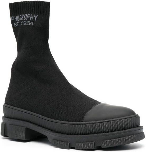 Philosophy Di Lorenzo Serafini logo-knit sock boots Black