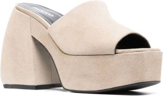 PINKO 125mm chunky suede mules Neutrals