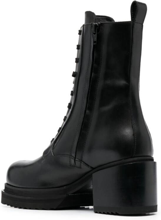 PINKO 70mm leather combat boots Black