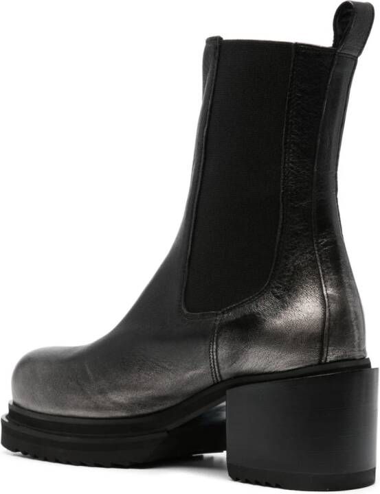 PINKO 70mm metallic-effect leather boots Black